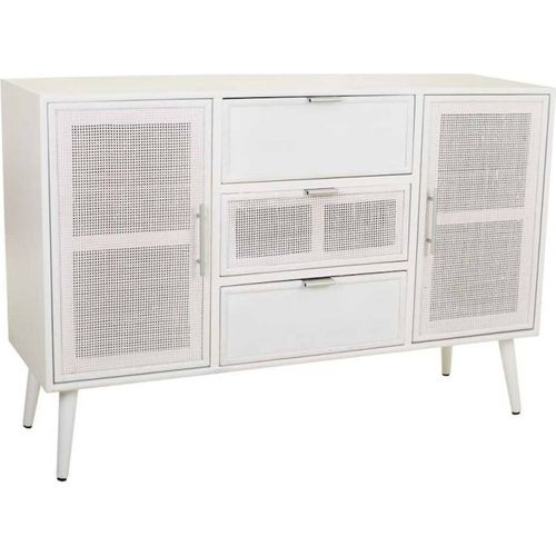 Buffet Blanc En Bois Et Bambou Esprit Scandinave Élégant