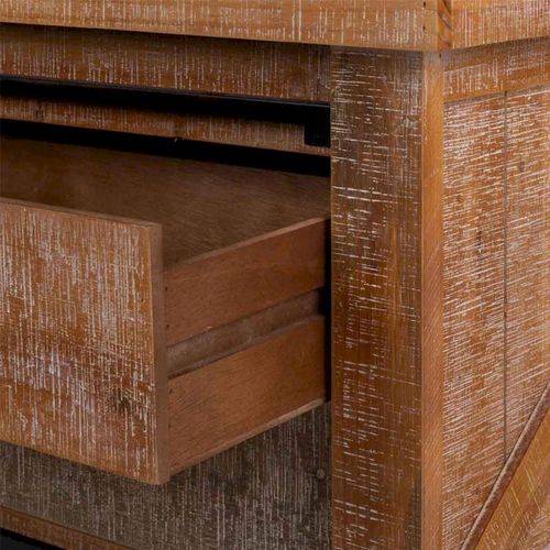 Table Basse Bois Et Métal Style Industriel Coloré Avec Tiroirs