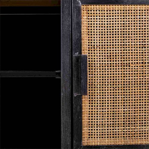 Meuble TV Industriel Bois Métal Et Cannage Élégant