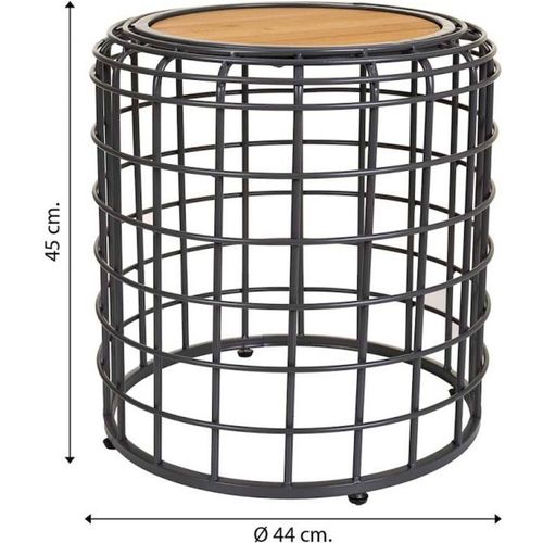 Table D'appoint Style Industriel Bois Et Métal Noir