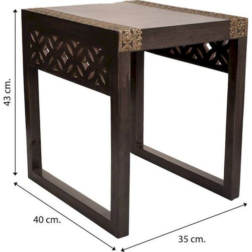 Table D'appoint Bois De Manguier Et Laiton Finition Élégante