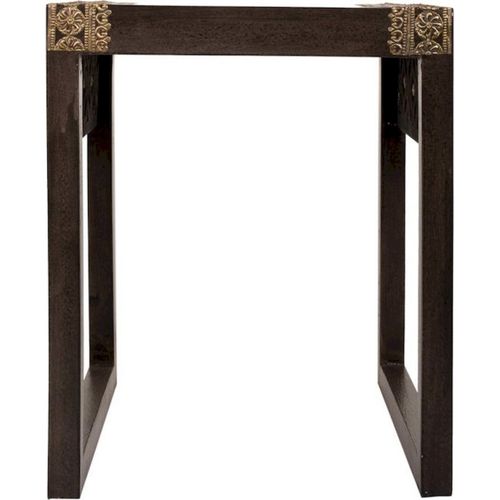 Table D'appoint Bois De Manguier Et Laiton Finition Élégante