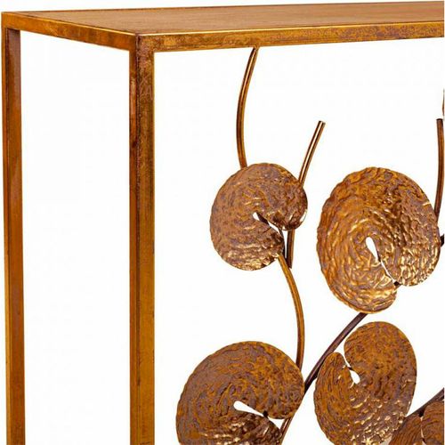 Console D'entrée Élégante En Fer Finition Doré Antique