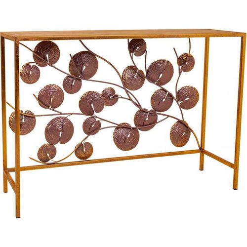 Console D'entrée Élégante En Fer Finition Doré Antique