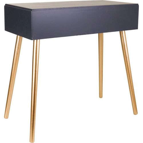 Console Bois Gris Foncé Pieds Dorés Deux Tiroirs Design