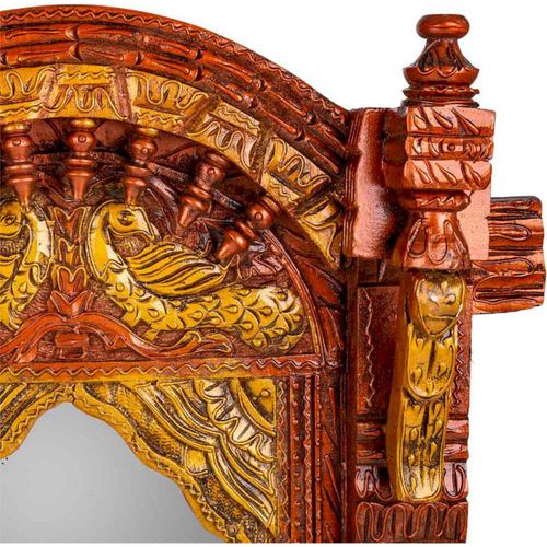 Miroir Mural En Bois De Manguier Sculpté Coloris Antique