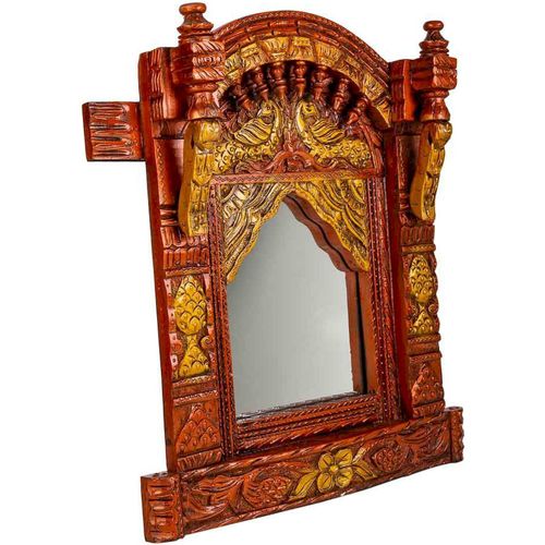 Miroir Mural En Bois De Manguier Sculpté Coloris Antique