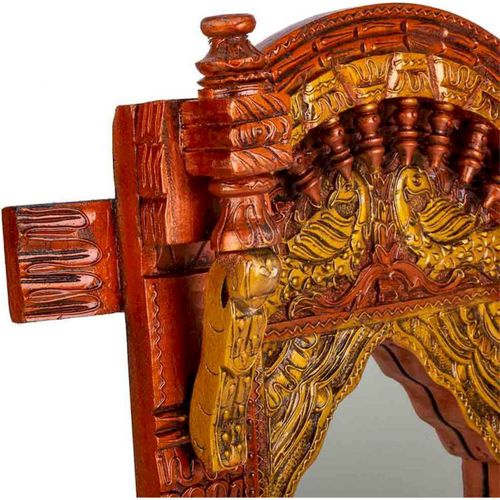 Miroir Mural En Bois De Manguier Sculpté Coloris Antique