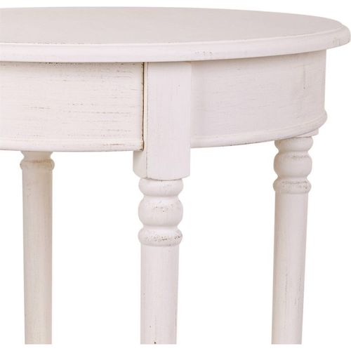 Table Dappoint Ronde Blanche Style Antique En Bois Mdf Et Sapin