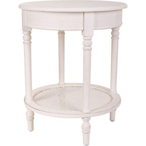 Table Dappoint Ronde Blanche Style Antique En Bois Mdf Et Sapin