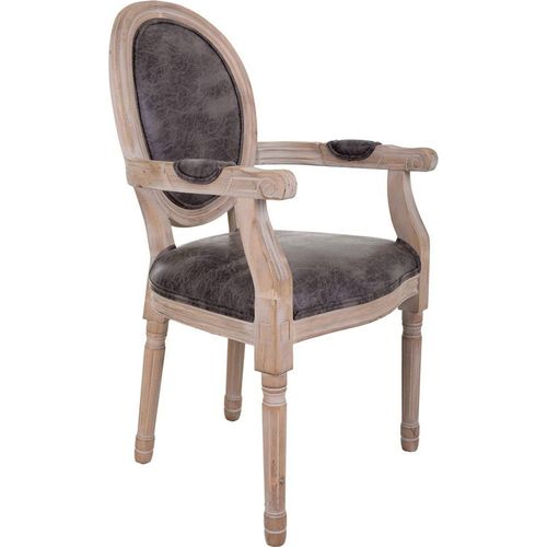 Fauteuil En Bois Massif Assise Tissu Gris Élégance Intemporelle