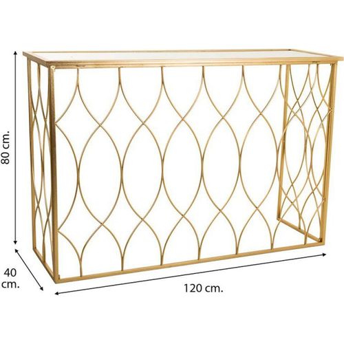 Console Élégante Dorée En Métal Et Verre Pour Entrée Moderne