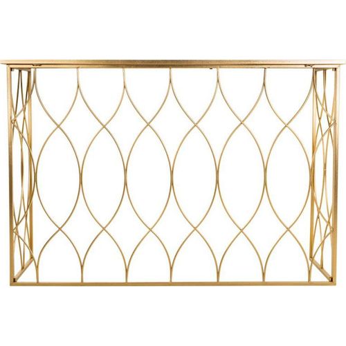 Console Élégante Dorée En Métal Et Verre Pour Entrée Moderne