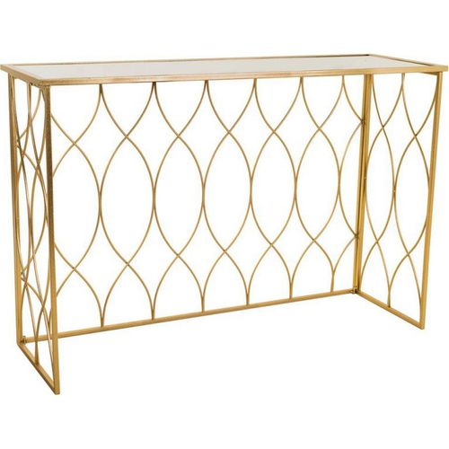 Console Élégante Dorée En Métal Et Verre Pour Entrée Moderne