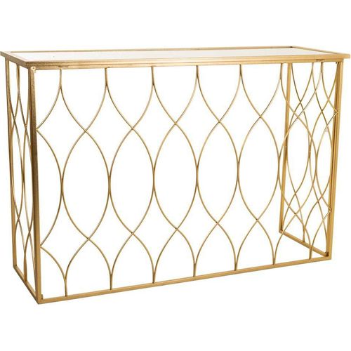 Console Élégante Dorée En Métal Et Verre Pour Entrée Moderne