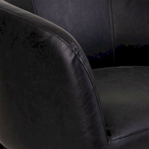 Fauteuil En Bois Et Simili Cuir Noir Design Contemporain