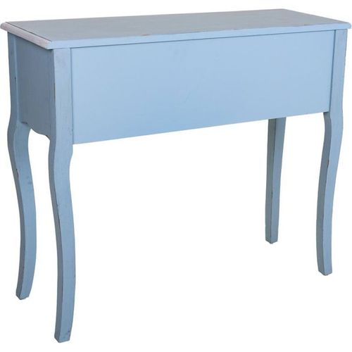 Console D'entrée Bleue En Bois Et Rotin Ambiance Naturelle