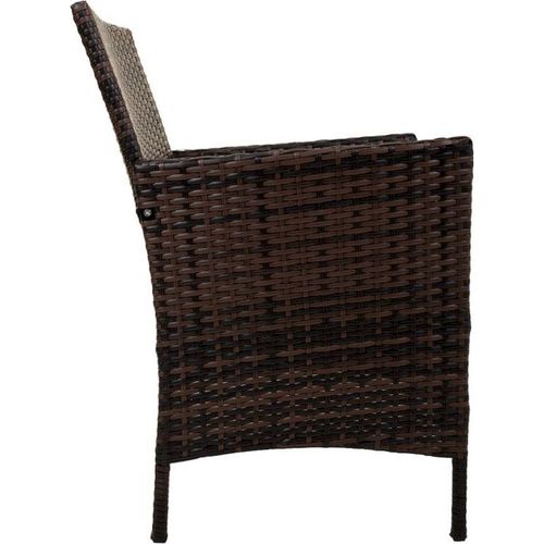 Salon De Jardin En Rotin Brun Avec Table Et Deux Fauteuils