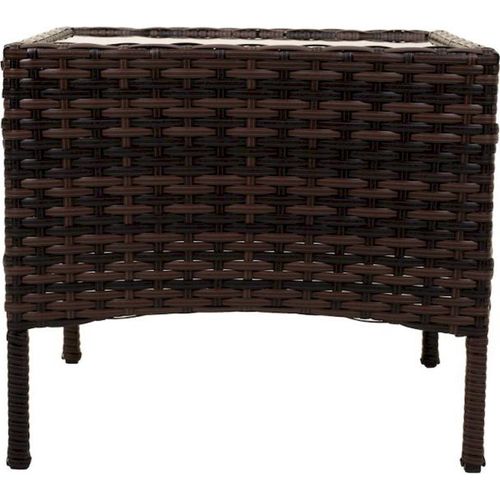 Salon De Jardin En Rotin Brun Avec Table Et Deux Fauteuils