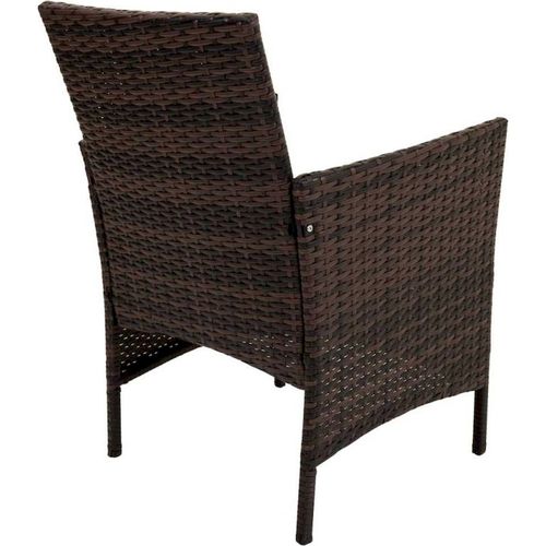 Salon De Jardin En Rotin Brun Avec Table Et Deux Fauteuils