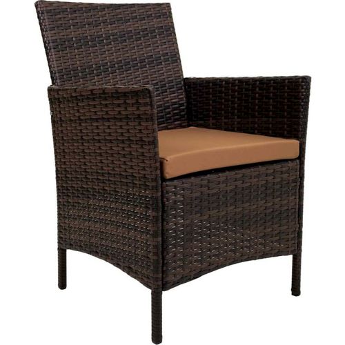 Salon De Jardin En Rotin Brun Avec Table Et Deux Fauteuils