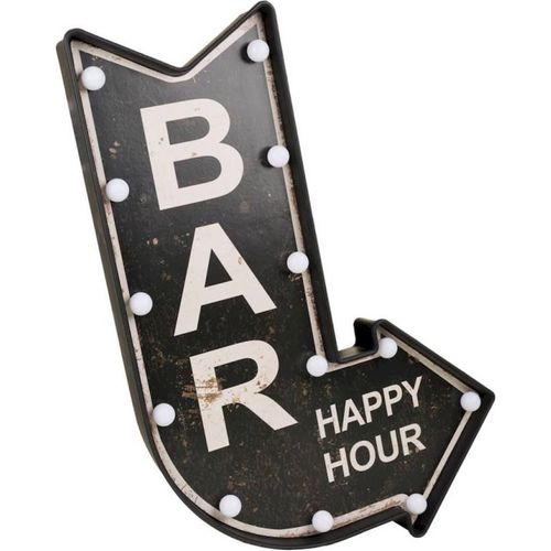 Plaque Décorative LED Noire Flèche Ambiance Bar Happy Hour