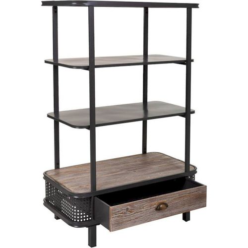 Étagère Bois Et Métal Avec Tiroir Design Industriel Élégant