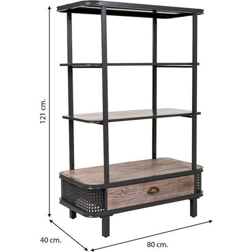 Étagère Bois Et Métal Avec Tiroir Design Industriel Élégant