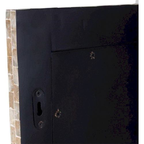 Miroir Carré En Bois Finition Capiz Touches Rouges Et Crème