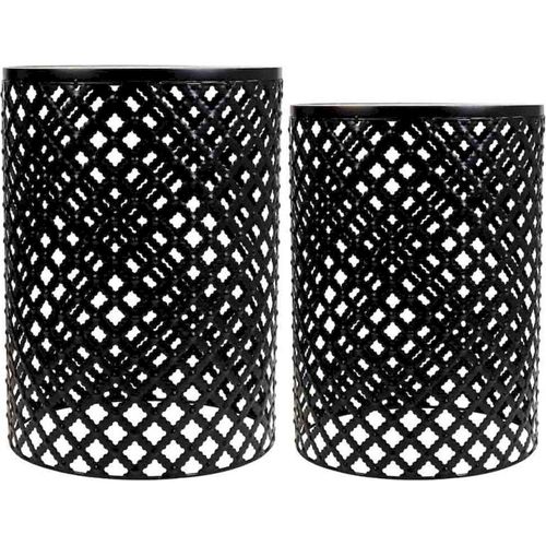 Table Dappoint Décorative En Fer Noir Motif Mosaïque Élégant