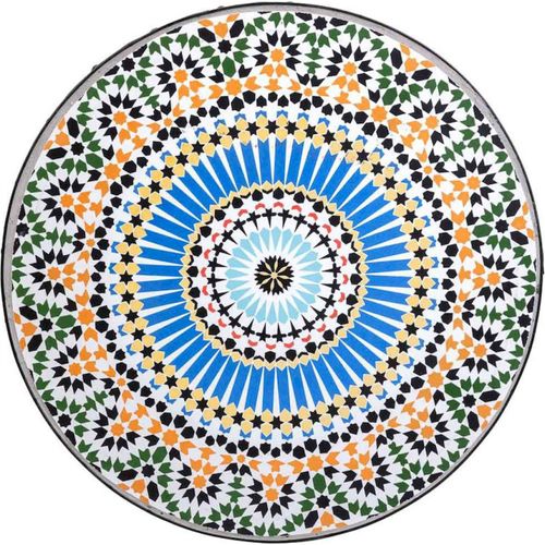 Table Dappoint Décorative En Fer Noir Motif Mosaïque Élégant