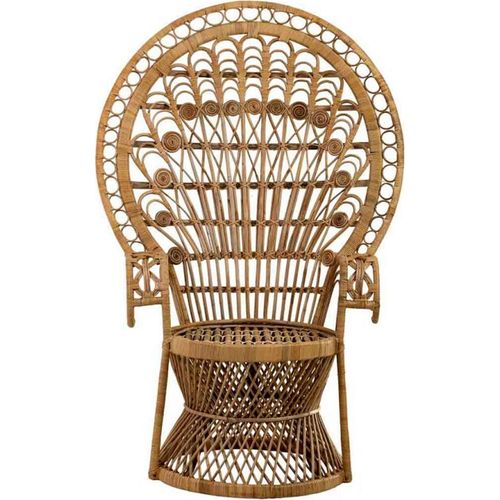 Fauteuil En Rotin Naturel Style Paon Avec Accoudoirs