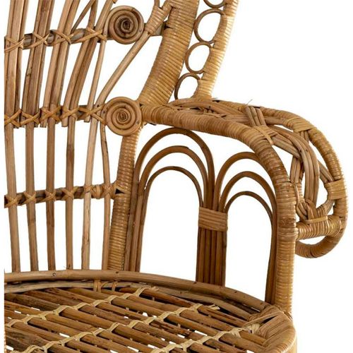 Fauteuil En Rotin Naturel Style Paon Avec Accoudoirs