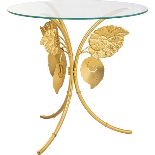 Table D Appoint Dorée Ronde En Métal Et Verre Style Élégant