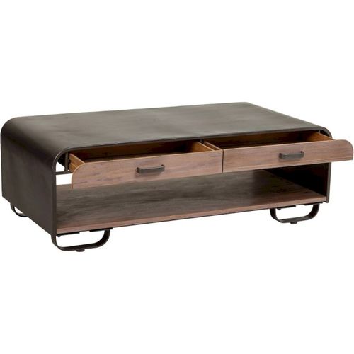 Table Basse Bois Et Métal Noir Style Industriel Élégant