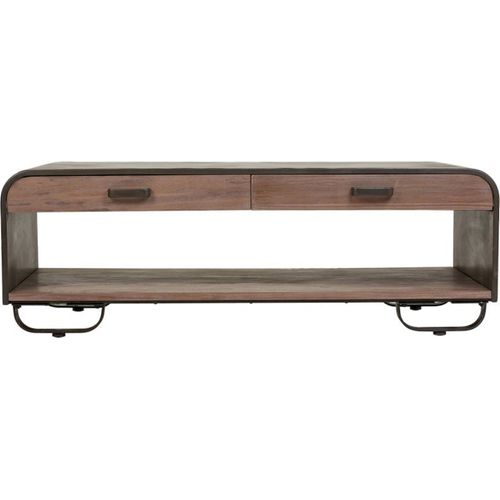 Table Basse Bois Et Métal Noir Style Industriel Élégant