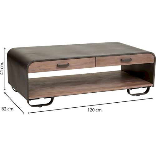 Table Basse Bois Et Métal Noir Style Industriel Élégant