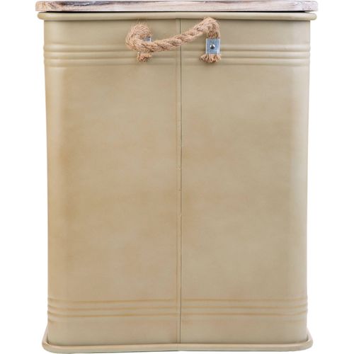 Panier à Linge Métal Avec Couvercle Bois Et Poignées Corde