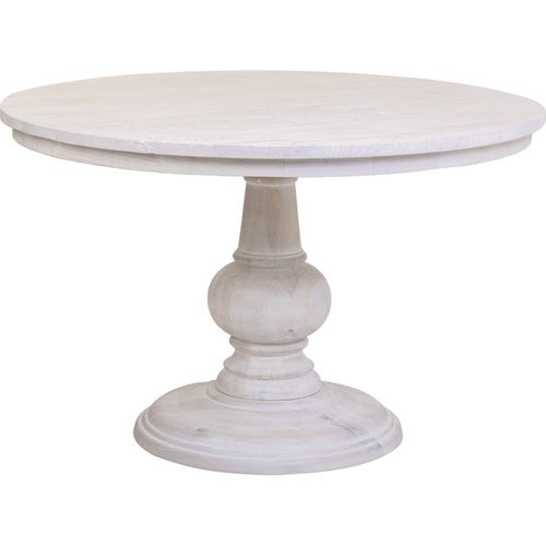 Table De Salle à Manger Ronde Bois De Manguier Blanc Antique