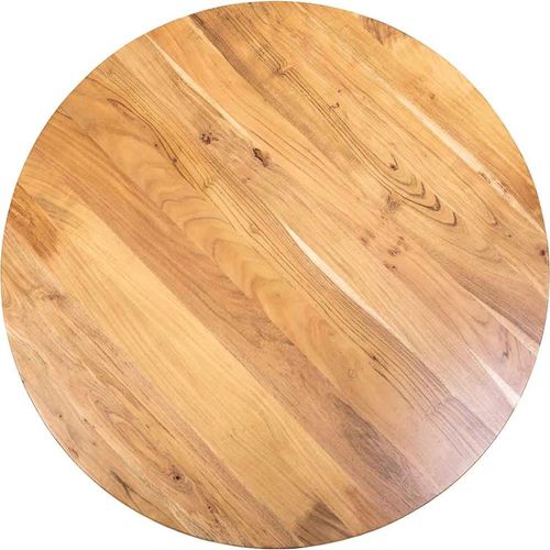 Table Ronde Contemporaine Piètement Métal Blanc Et Bois Naturel