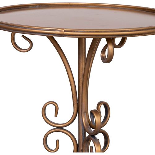 Table Dappoint Ronde En Métal Doré Vieilli Style Classique