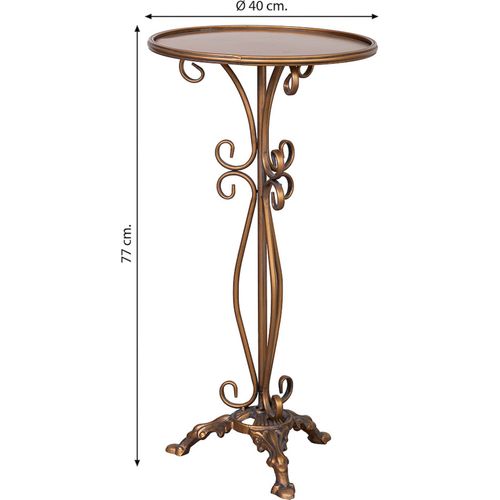 Table Dappoint Ronde En Métal Doré Vieilli Style Classique