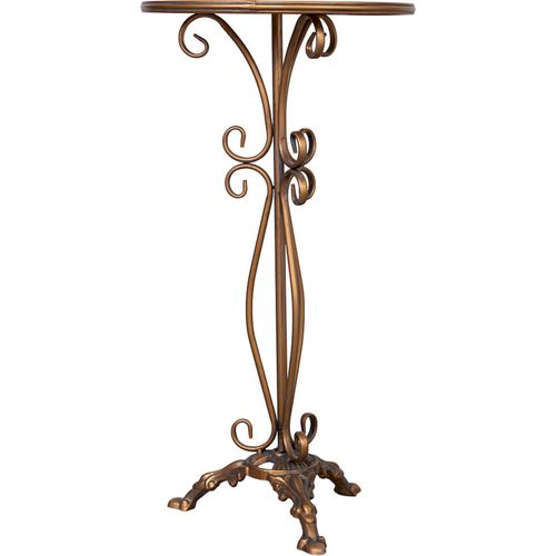 Table Dappoint Ronde En Métal Doré Vieilli Style Classique