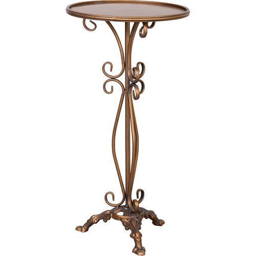 Table Dappoint Ronde En Métal Doré Vieilli Style Classique