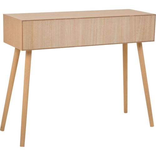 Console D'entrée Bois Naturel Contemporain Avec Deux Tiroirs