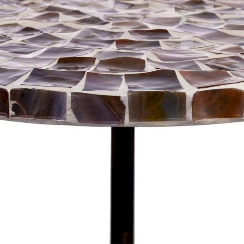 Table D'appoint Contemporaine Bois Et Capiz Brun Blanc