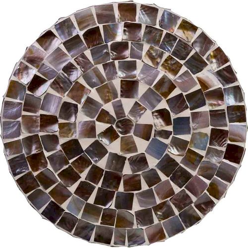 Table D'appoint Contemporaine Bois Et Capiz Brun Blanc