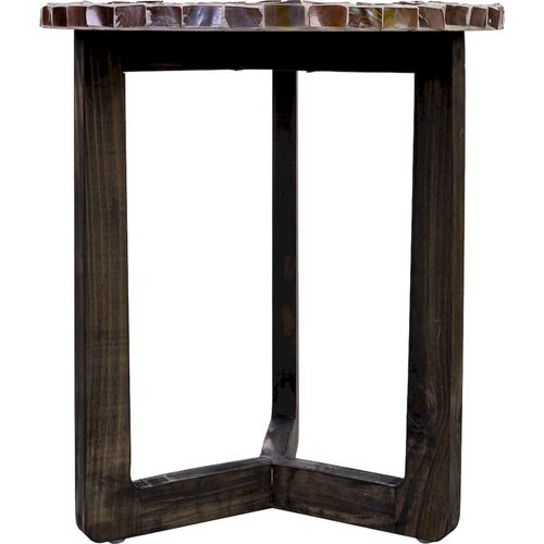 Table D'appoint Contemporaine Bois Et Capiz Brun Blanc