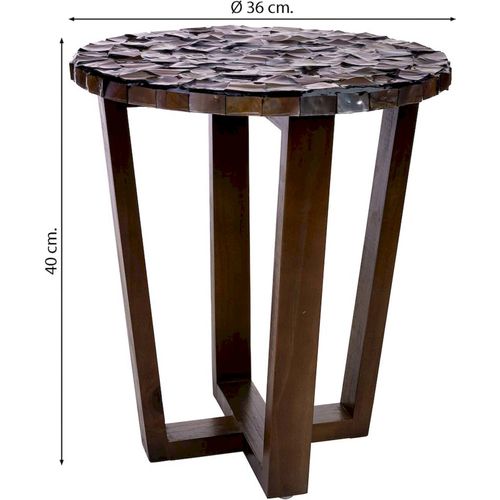 Table Dappoint Ronde Bois Et Nacre Style Contemporain Bronze