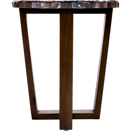 Table Dappoint Ronde Bois Et Nacre Style Contemporain Bronze